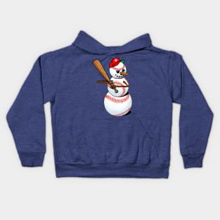 Snowman Plays Baseball Kids Hoodie